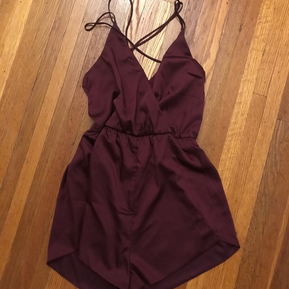 TOBI Maroon Sleeveless Romper